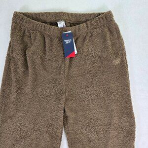 Reebok XL Brown Plush Fleece Lounge Pants Elastic Waist NWT